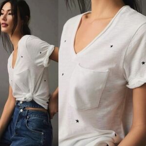 Anthropologie t.la Embroidered Stars Tee
